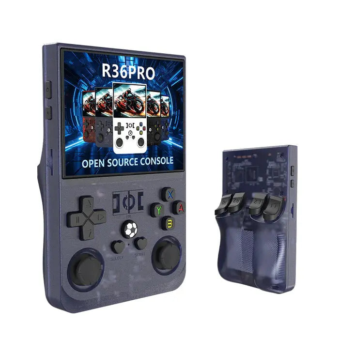 ToRetro- R36S PRO Retro Handheld Game Console Linux System Video Game Console- Translucent-Grey-128G-22000-Games