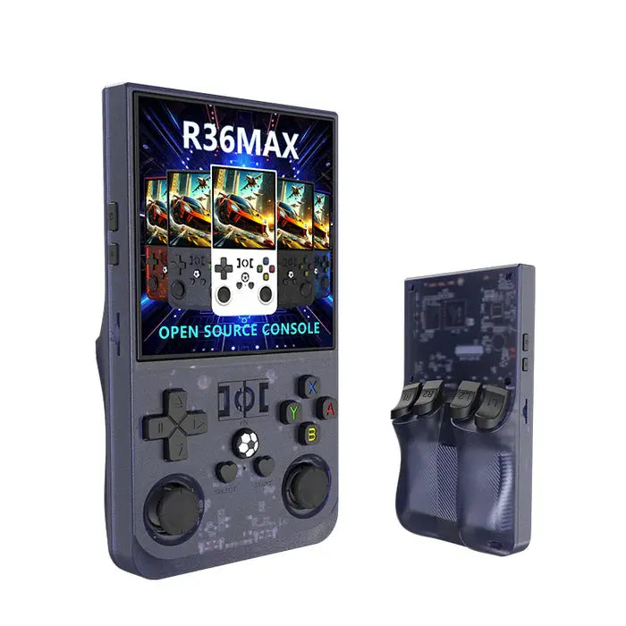 ToRetro- R36MAX Retro Handheld Game Console Linux System Video Game Console- Translucent-Grey-128G-22000-Games