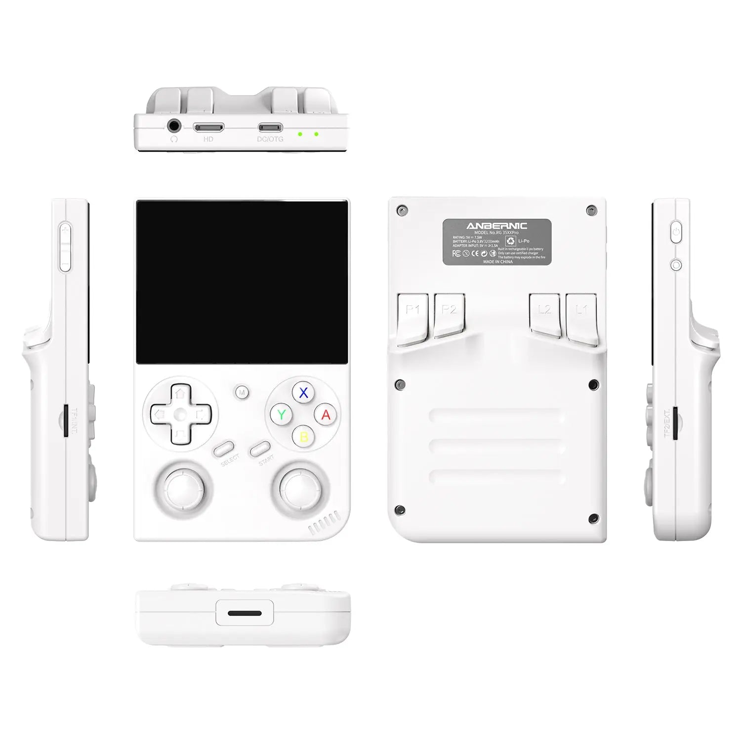 ToRetro- Anbernic RG35XXPro Vertical Retro Handheld Console- White / 64GB+256GB (compatible 14000+ games)