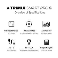 ToRetro- TRIMUI SMART PRO S Handheld Gaming Console, 4.96" IPS Screen, Octa-Core CPU, Hall Joysticks, 5000mAh Battery, Linux Retro Game Console-