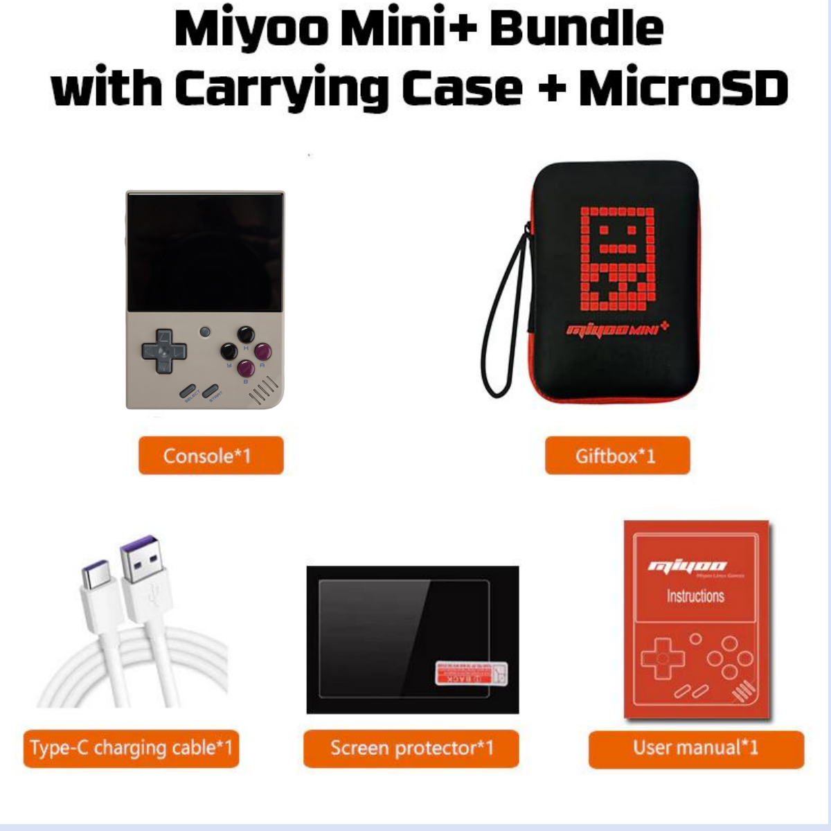 Miyoo Mini Plus Retro Handheld Game Console + Case - Bundle