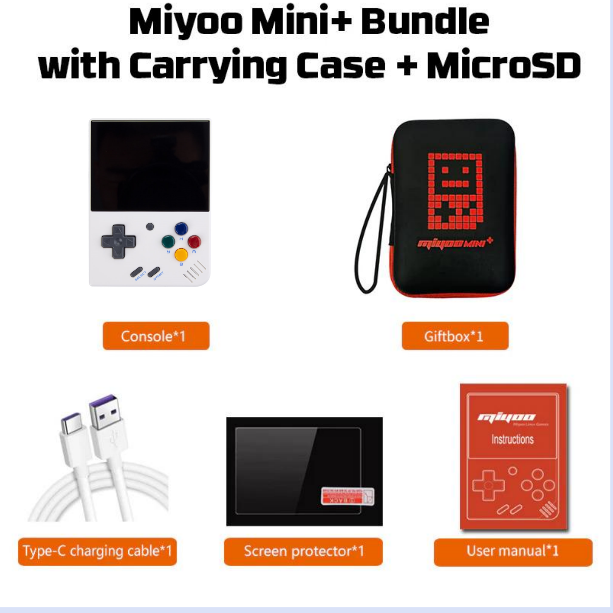 Miyoo Mini Plus Retro Handheld Game Console + Case - Bundle