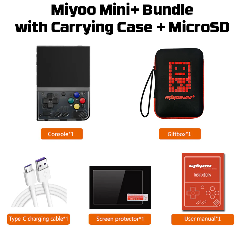 Miyoo Mini Plus Retro Handheld Game Console + Case - Bundle