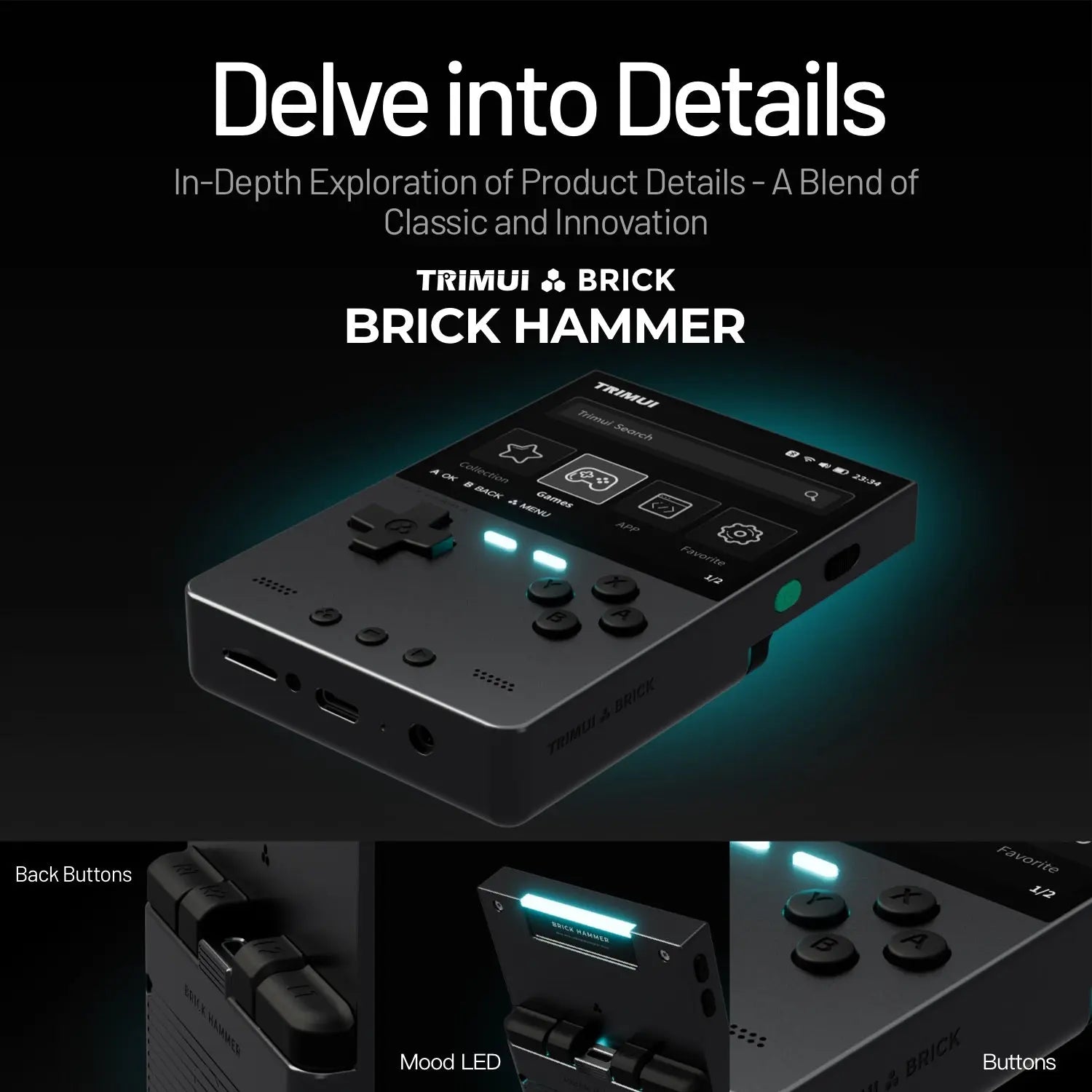 ToRetro- TRIMUI BRICK-BRICK HAMMER — New Generation Metal Handheld Console-