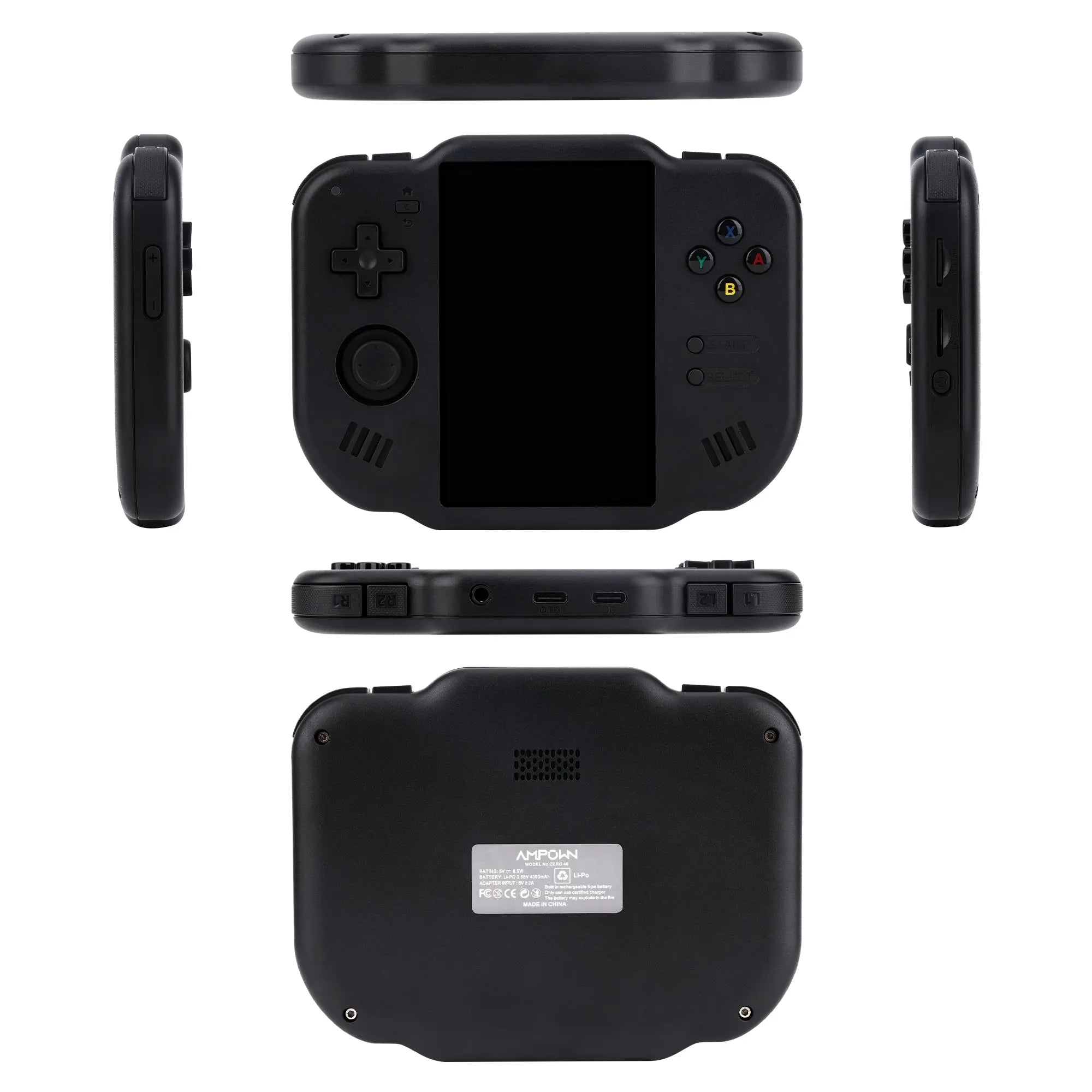 ToRetro- ZERO 40 Vertical Handheld Game Console , Android OS, Multi-Emulator Support,  Rotatable Touchscreen- 黑色