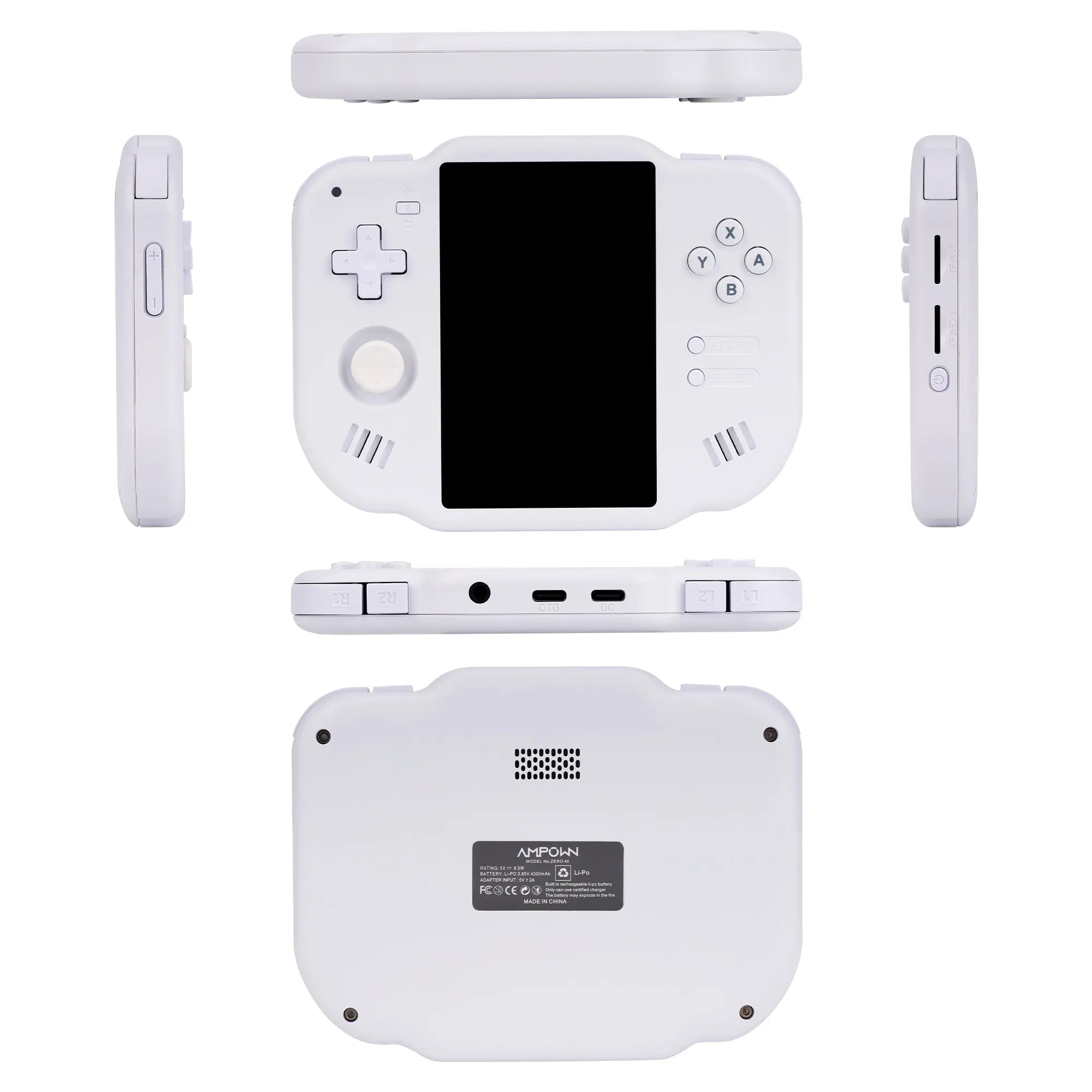 ToRetro- ZERO 40 Vertical Handheld Game Console , Android OS, Multi-Emulator Support,  Rotatable Touchscreen- 白