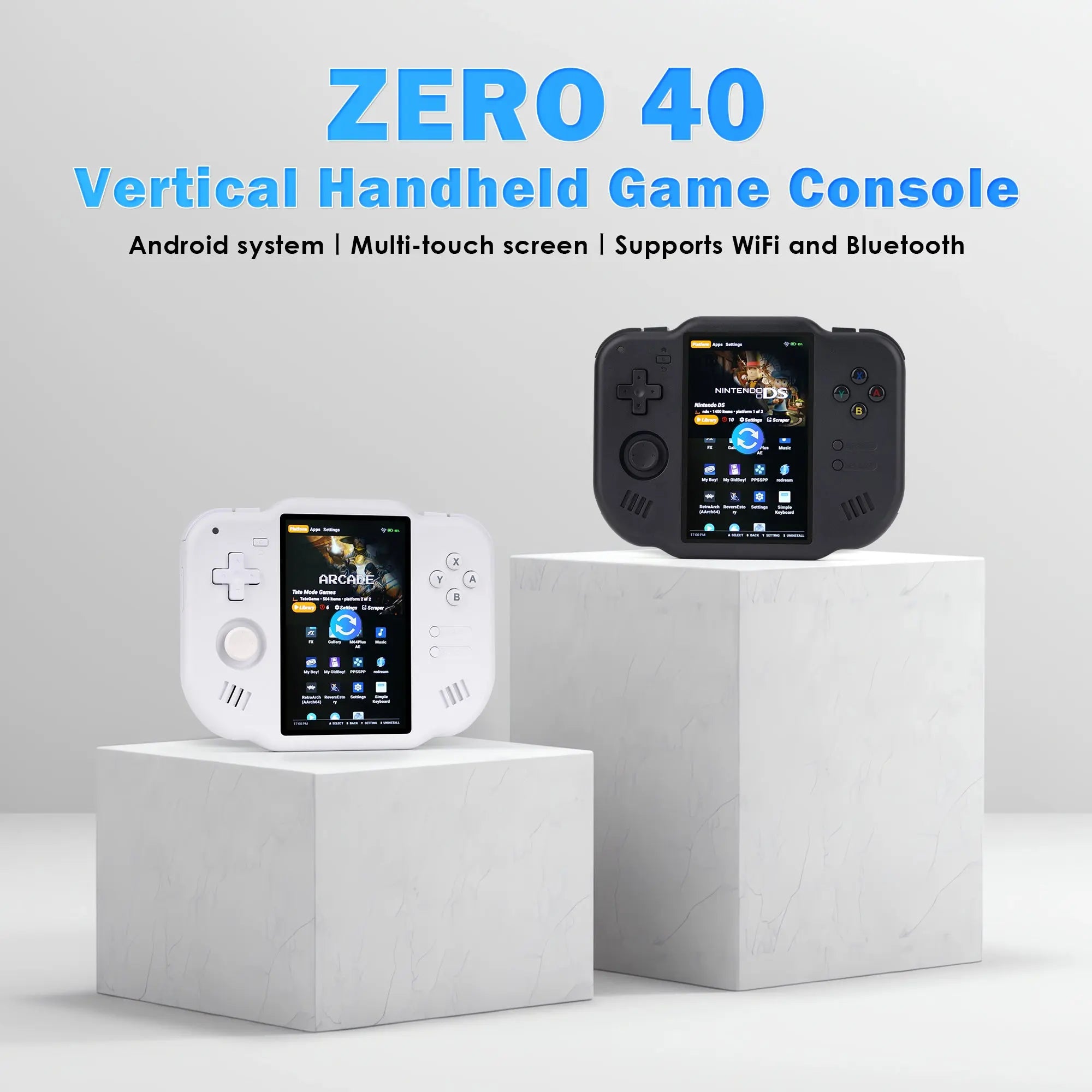 ToRetro- ZERO 40 Vertical Handheld Game Console , Android OS, Multi-Emulator Support,  Rotatable Touchscreen-
